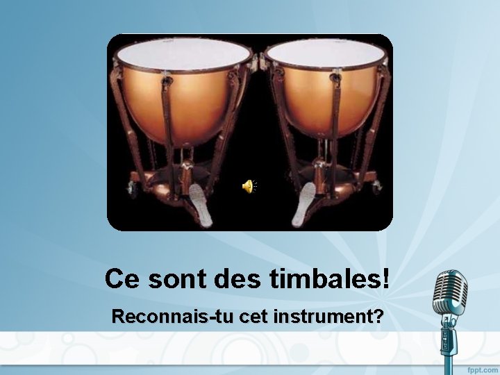 Ce sont des timbales! Reconnais-tu cet instrument? 