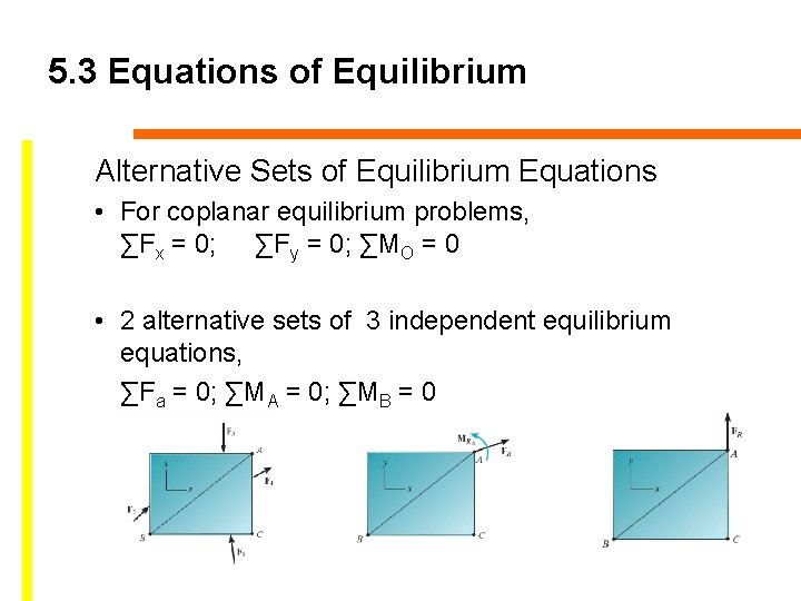 5. 3 Equations of Equilibrium Alternative Sets of Equilibrium Equations • For coplanar equilibrium