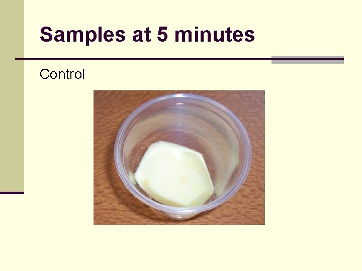 Samples at 5 minutes Control 