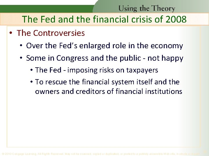 The Fed and the financial crisis of 2008 • The Controversies • Over the