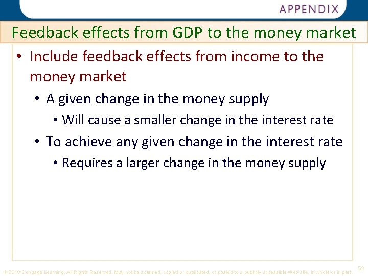 Click To Edit Feedback effects from GDP to the money market • Include feedback