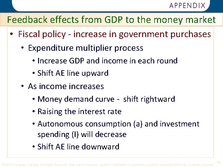 Click To Edit Feedback effects from GDP to the money market • Fiscal policy