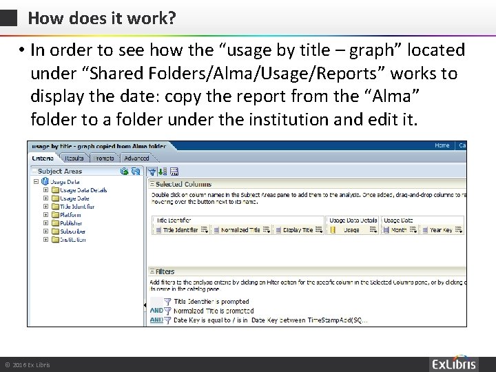 How does it work? • In order to see how the “usage by title