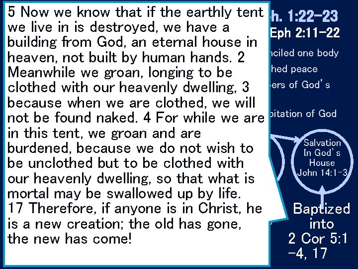 5 The Now Church we knowthe that if the earthly tent Fullness of Christ: