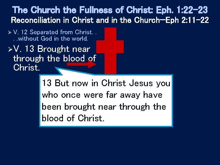 The Church the Fullness of Christ: Eph. 1: 22 -23 Reconciliation in Christ and