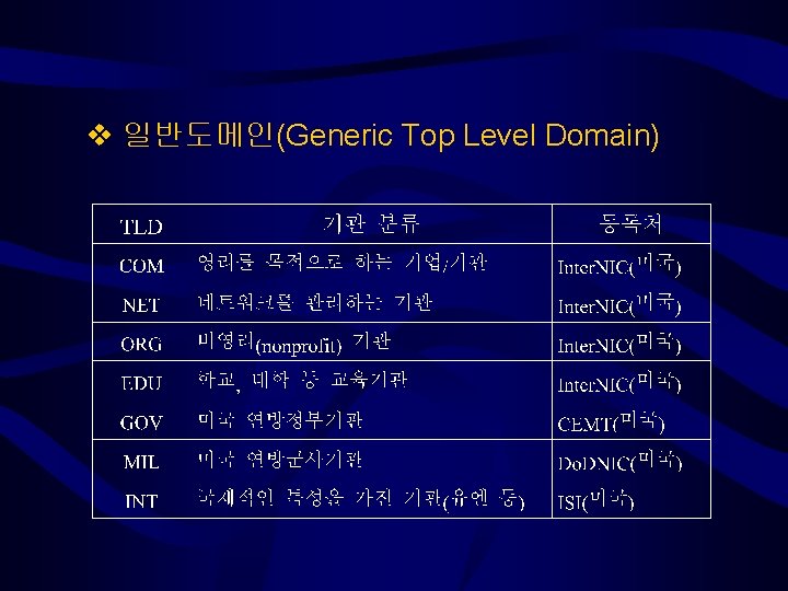  일반도메인(Generic Top Level Domain) 