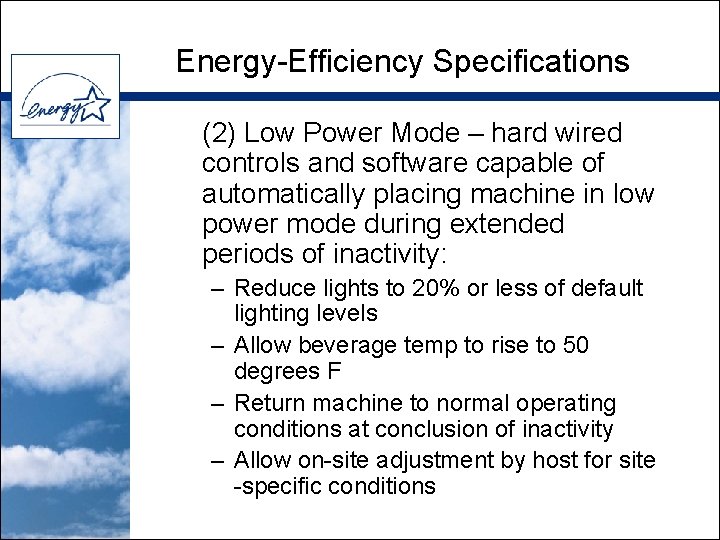 ENERGY STAR Preliminary Draft Specification for Vending Machines