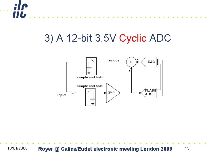 3) A 12 -bit 3. 5 V Cyclic ADC 10/01/2008 Royer @ Calice/Eudet electronic