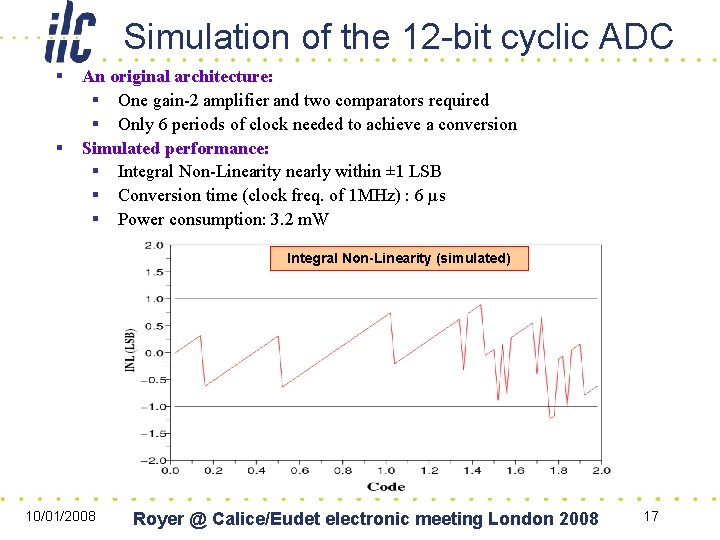 Simulation of the 12 -bit cyclic ADC § § An original architecture: § One