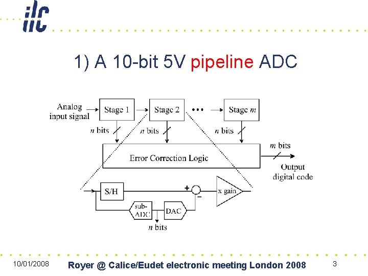 1) A 10 -bit 5 V pipeline ADC 10/01/2008 Royer @ Calice/Eudet electronic meeting