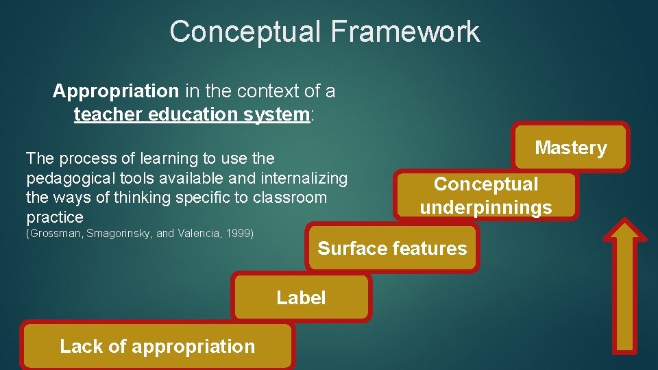 Conceptual Framework Appropriation in the context of a teacher education system: The process of
