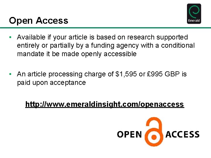 Open Access • Available if your article is based on research supported entirely or