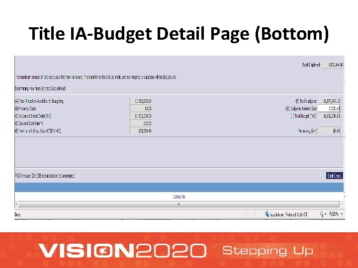 Title IA-Budget Detail Page (Bottom) 