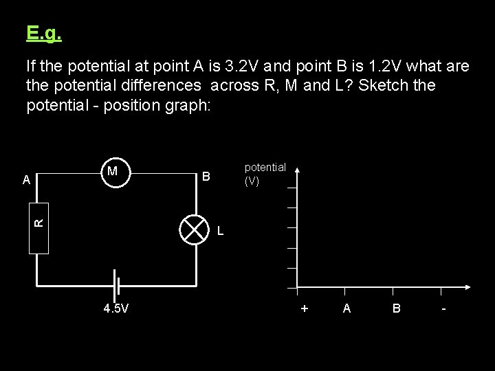 E. g. If the potential at point A is 3. 2 V and point
