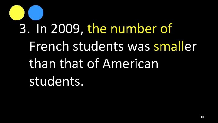 3．In 2009, the number of French students was smaller than that of American students.