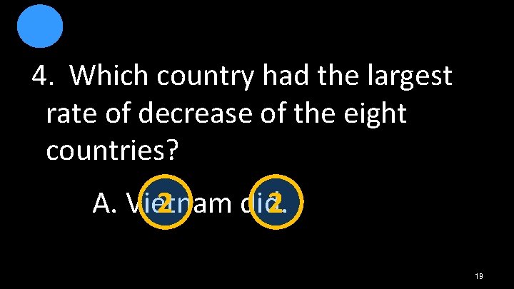 4．Which country had the largest rate of decrease of the eight countries? 2 2