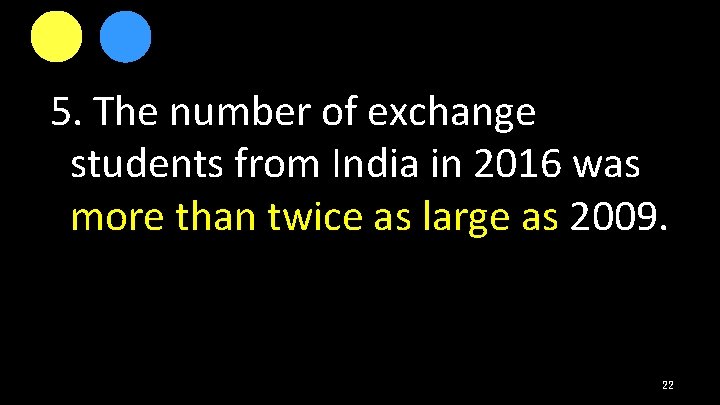 5. The number of exchange students from India in 2016 was more than twice
