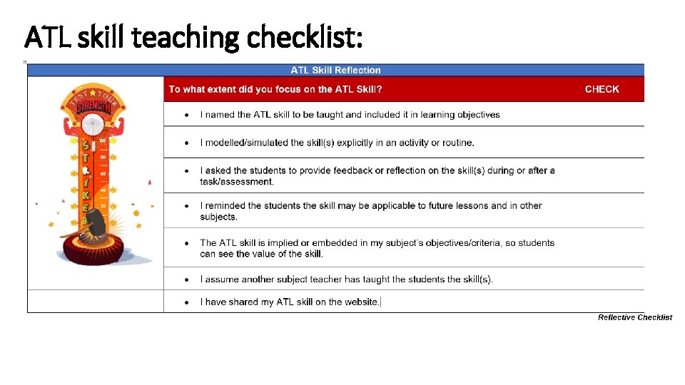 ATL skill teaching checklist: 