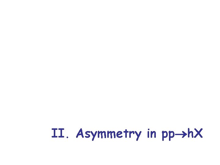II. Asymmetry in pp h. X 