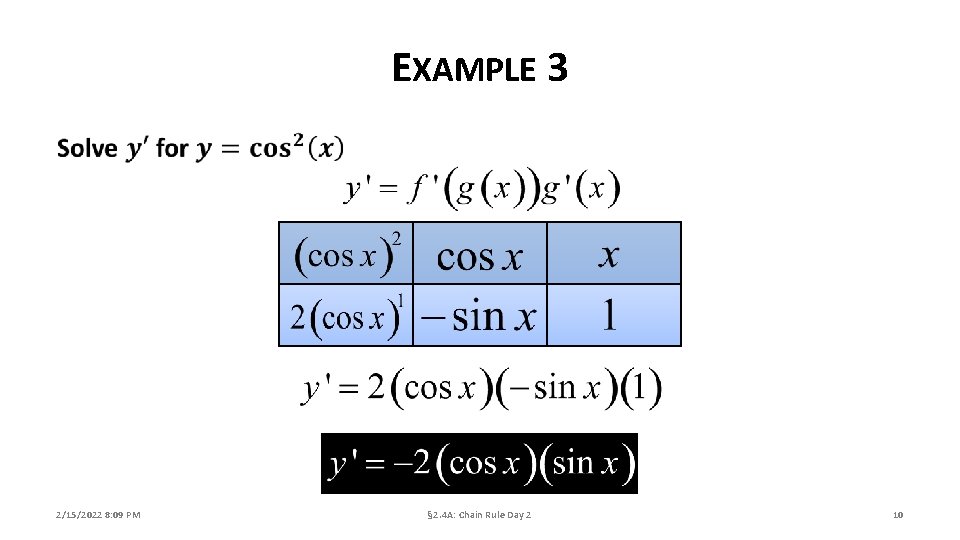 EXAMPLE 3 2/15/2022 8: 09 PM § 2. 4 A: Chain Rule Day 2