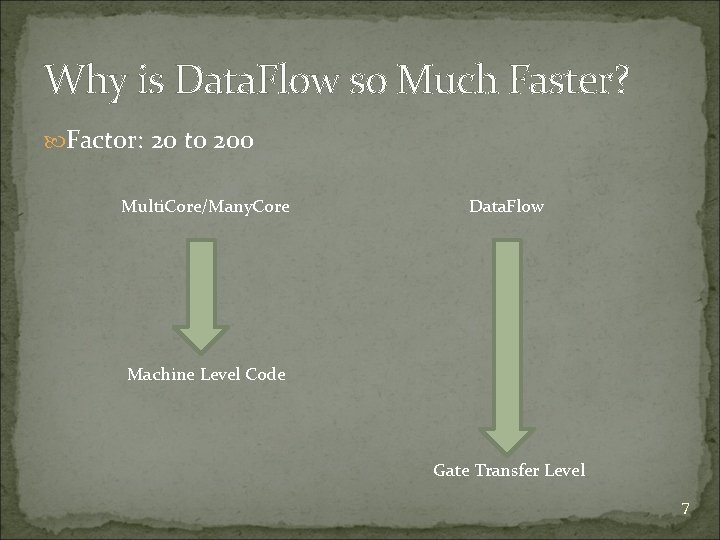 Why is Data. Flow so Much Faster? Factor: 20 to 200 Multi. Core/Many. Core