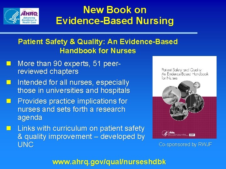 New Book on Evidence-Based Nursing Patient Safety & Quality: An Evidence-Based Handbook for Nurses