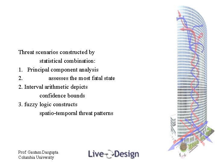 Threat scenarios constructed by statistical combination: 1. Principal component analysis 2. assesses the most