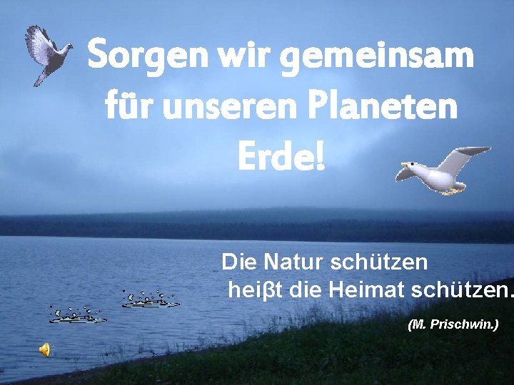 Sorgen wir gemeinsam für unseren Planeten Erde! Die Natur schützen heiβt die Heimat schützen.