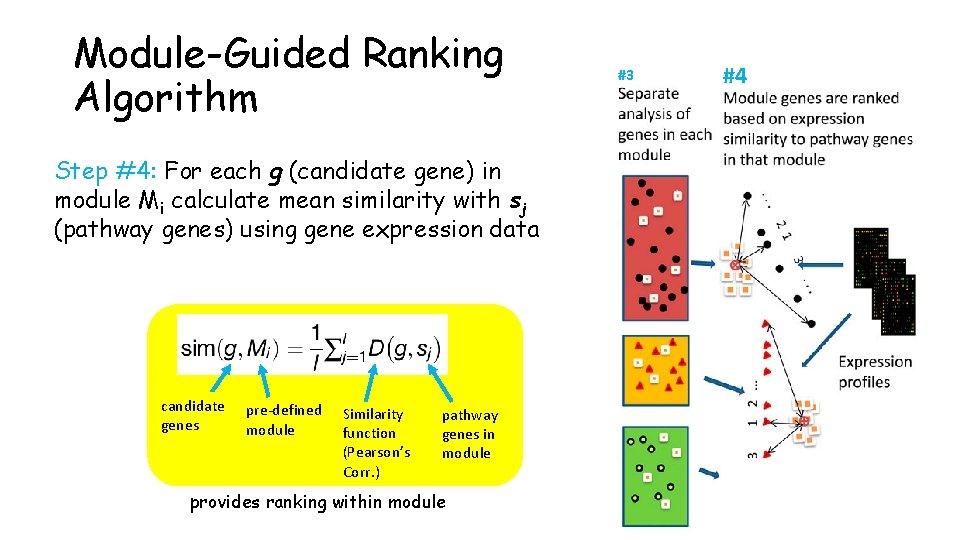 Module-Guided Ranking Algorithm Step #4: For each g (candidate gene) in module Mi calculate