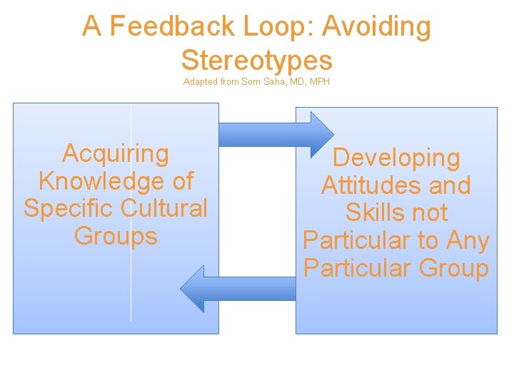 A Feedback Loop: Avoiding Stereotypes Adapted from Saha, MD, MPH Acquiring Knowledge of Specific A Feedback Loop: Avoiding Stereotypes Adapted from Saha, MD, MPH Acquiring Knowledge of Specific