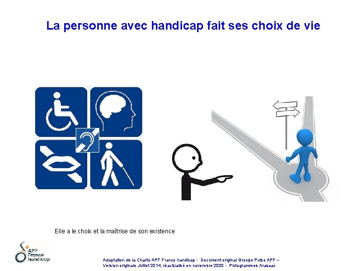 La personne avec handicap fait ses choix de vie Elle a le choix et