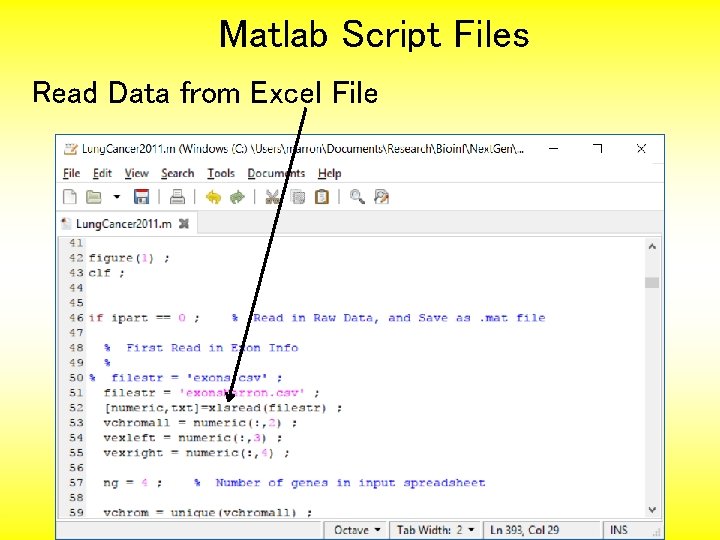 Matlab Script Files Read Data from Excel File 