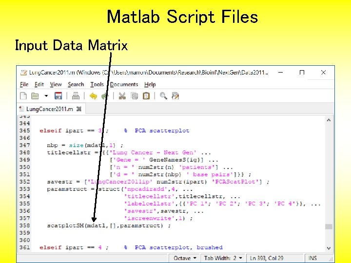 Matlab Script Files Input Data Matrix 