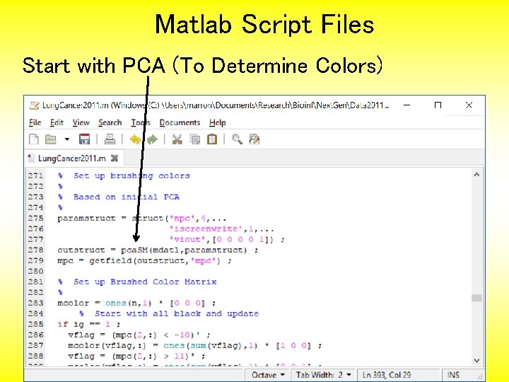 Matlab Script Files Start with PCA (To Determine Colors) 