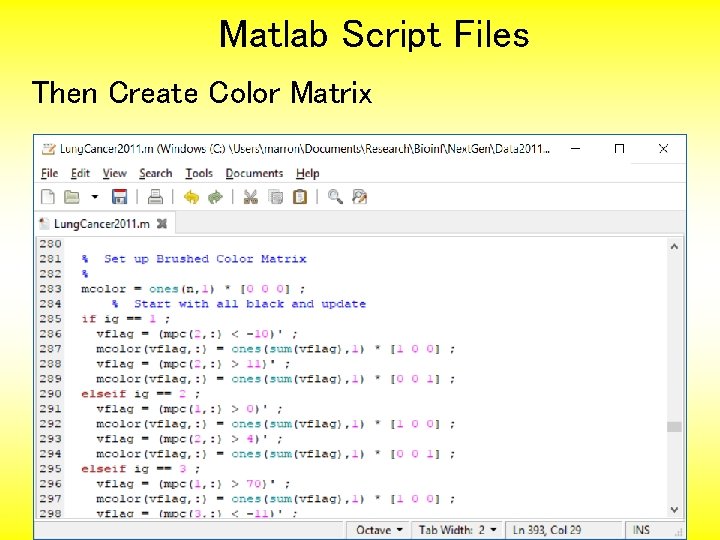 Matlab Script Files Then Create Color Matrix 