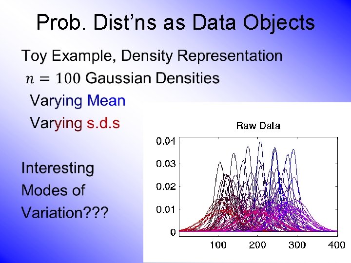Prob. Dist’ns as Data Objects • 