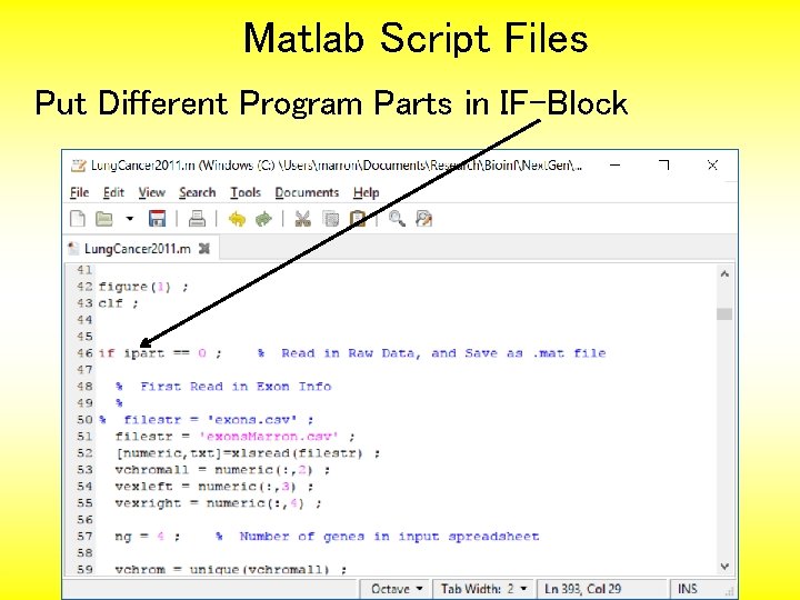 Matlab Script Files Put Different Program Parts in IF-Block 