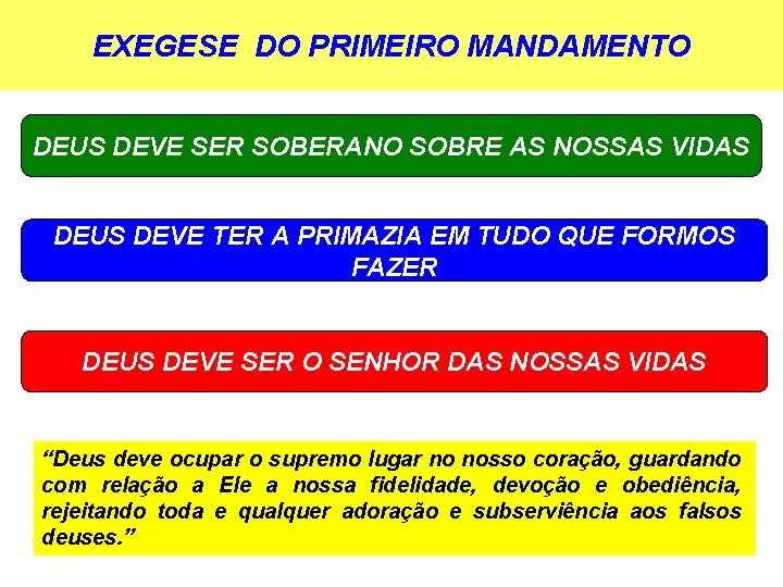 EXEGESE DO PRIMEIRO MANDAMENTO DEUS DEVE SER SOBERANO SOBRE AS NOSSAS VIDAS DEUS DEVE