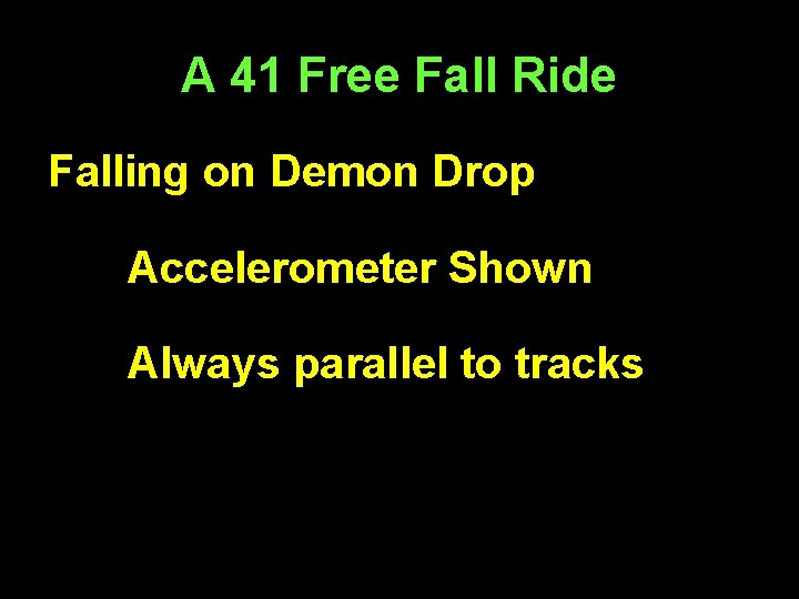 A 41 Free Fall Ride Falling on Demon Drop Accelerometer Shown Always parallel to
