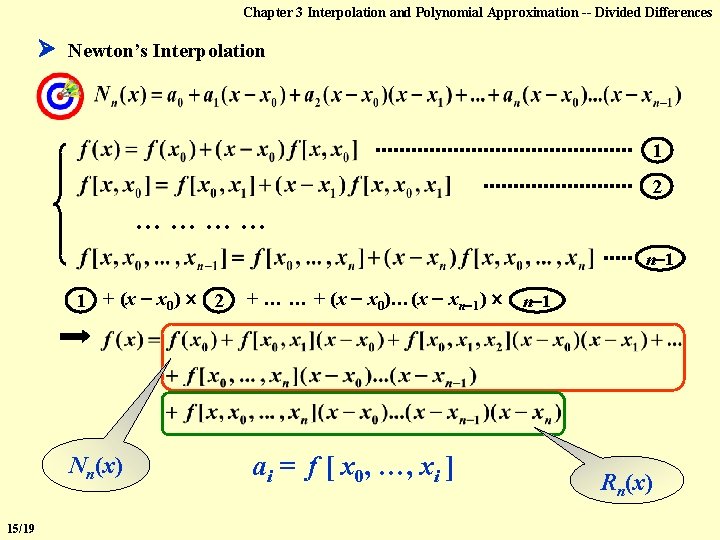 Chapter 3 Interpolation and Polynomial Approximation -- Divided Differences Newton’s Interpolation 1 2 …………