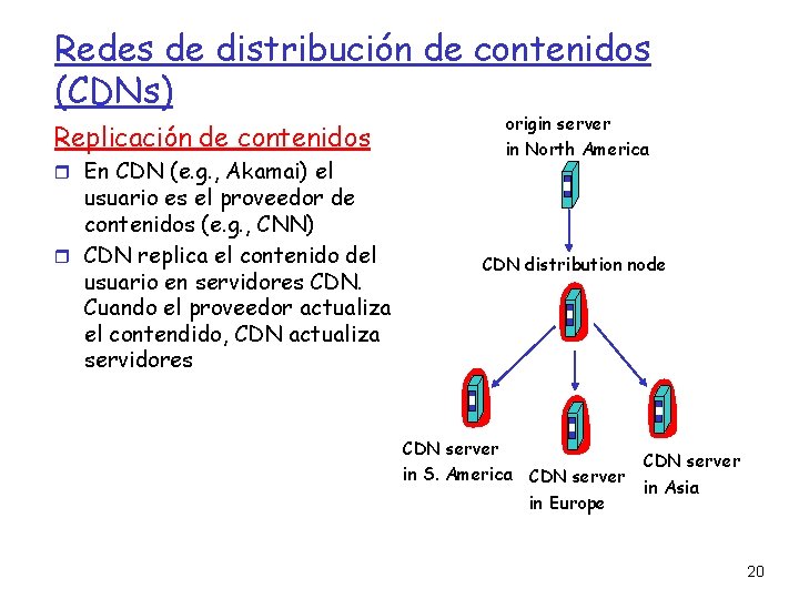 Redes de distribución de contenidos (CDNs) Replicación de contenidos En CDN (e. g. ,