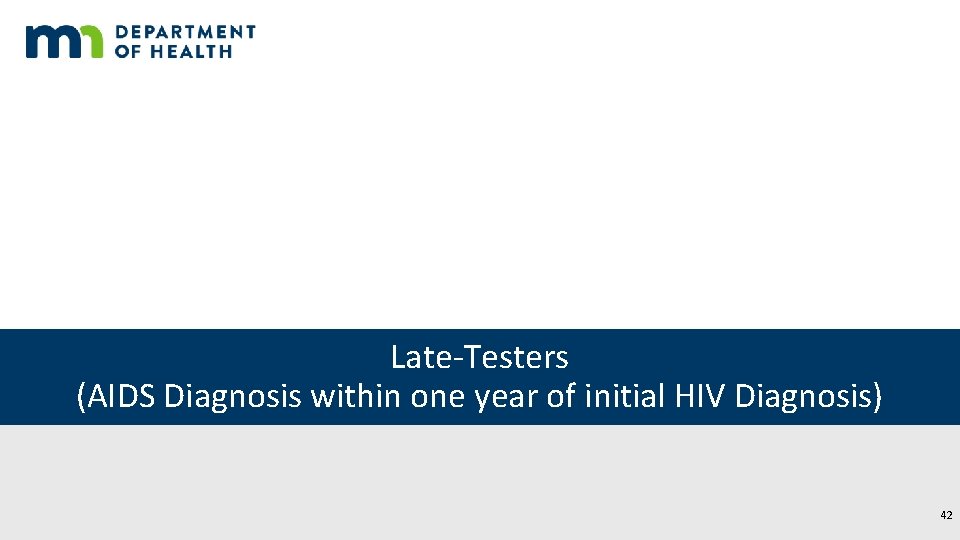 Late-Testers (AIDS Diagnosis within one year of initial HIV Diagnosis) 42 