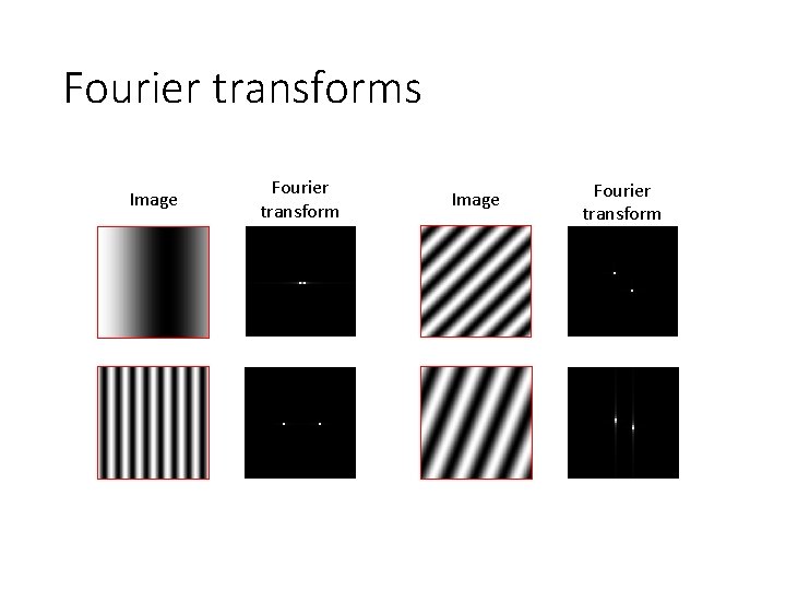 Fourier transforms Image Fourier transform 