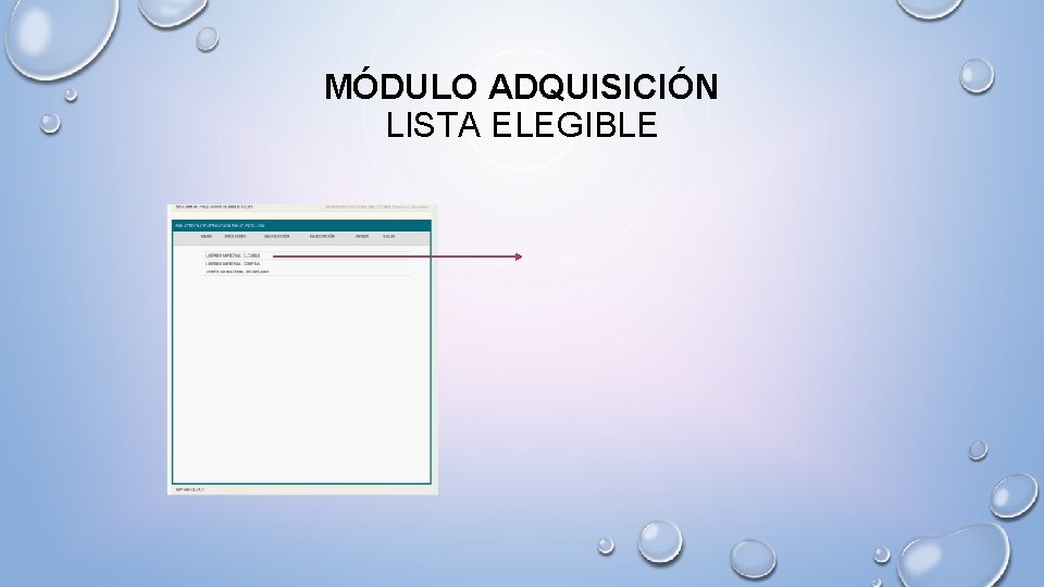 MÓDULO ADQUISICIÓN LISTA ELEGIBLE 