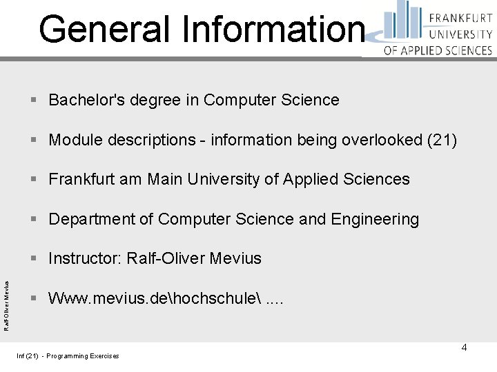 General Information § Bachelor's degree in Computer Science § Module descriptions - information being