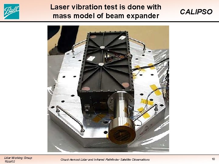 Laser vibration test is done with mass model of beam expander Lidar Working Group