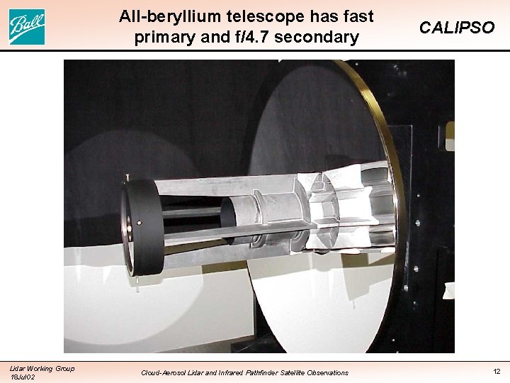 All-beryllium telescope has fast primary and f/4. 7 secondary Lidar Working Group 18 Jul