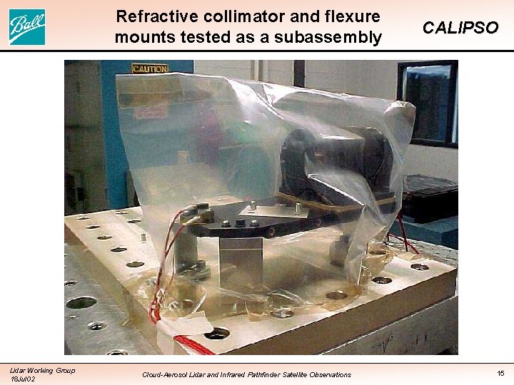 Refractive collimator and flexure mounts tested as a subassembly Lidar Working Group 18 Jul