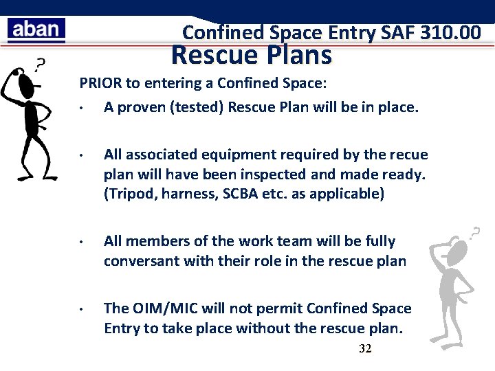 Confined Space Entry SAF 310. 00 Rescue Plans PRIOR to entering a Confined Space: