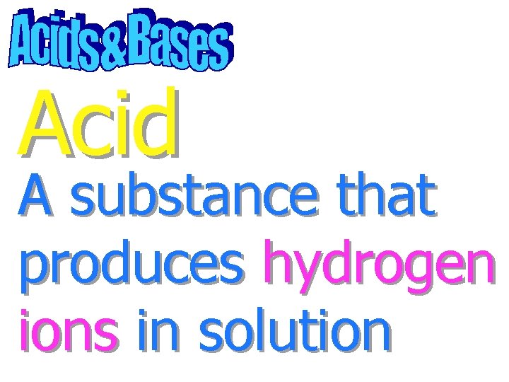 Acid A substance that produces hydrogen ions in solution 